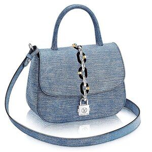 LOUIS VUITTON Chain It Bag PM Epi Denim Blue Silver Shoulder Strap Bag LV - EUC